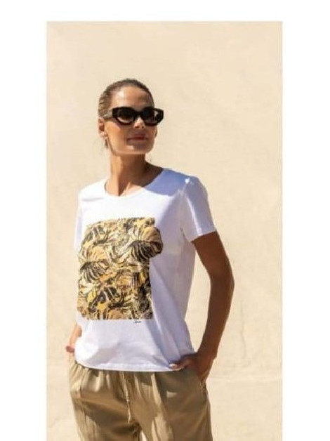 Scusi Camiseta blanca con estampado botánico