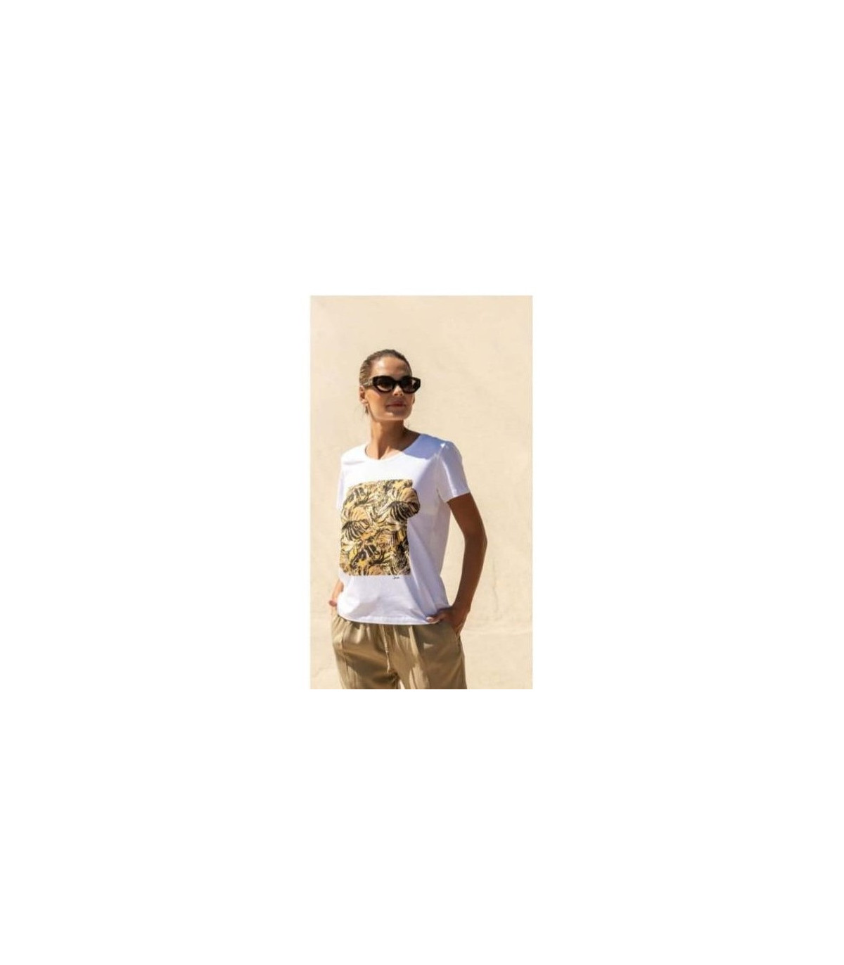 Scusi Camiseta blanca con estampado botánico