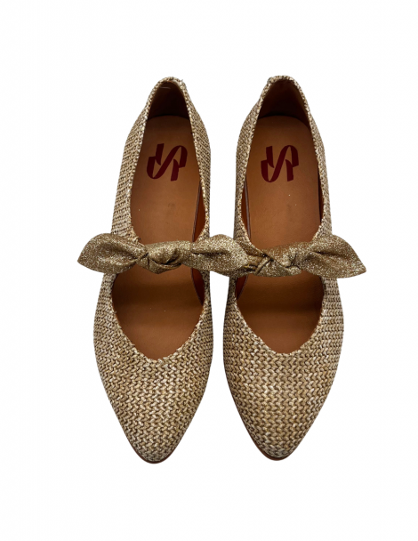 Vosso Moda Manoletina de rafia con lazo glitter
