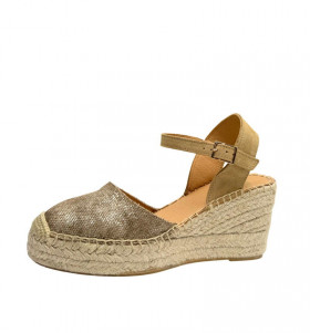 Vosso Moda Cuña en tejido glitter arena