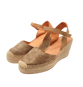 Vosso Moda Cuña en tejido glitter arena