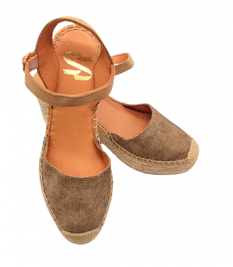 Vosso Moda Cuña en tejido glitter arena