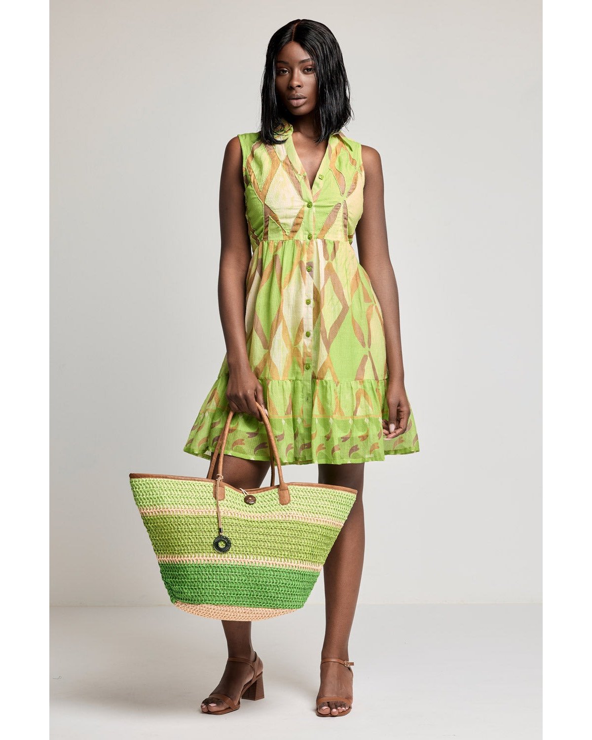 DAVID Vestido camisero lima sin mangas