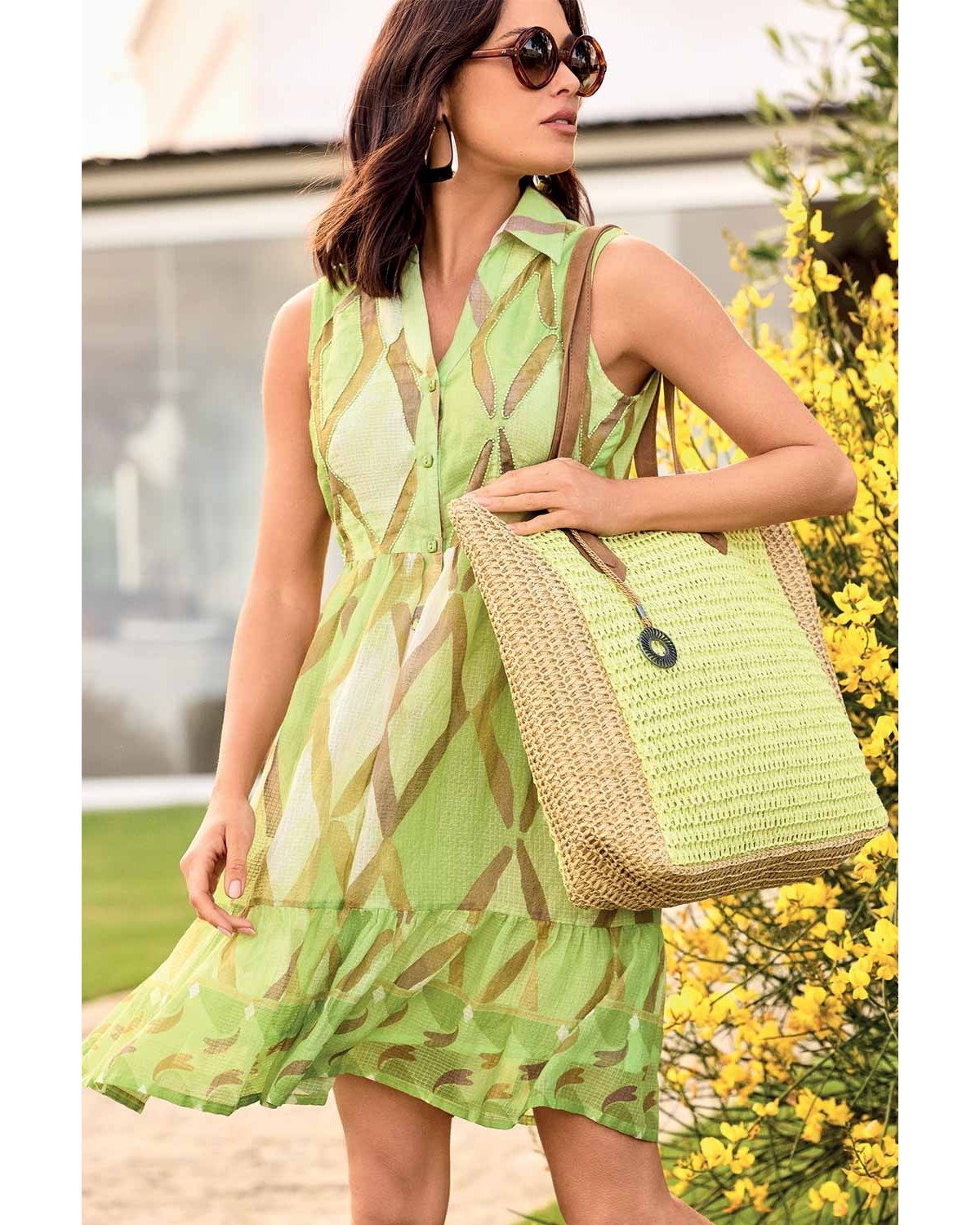 DAVID Vestido camisero lima sin mangas