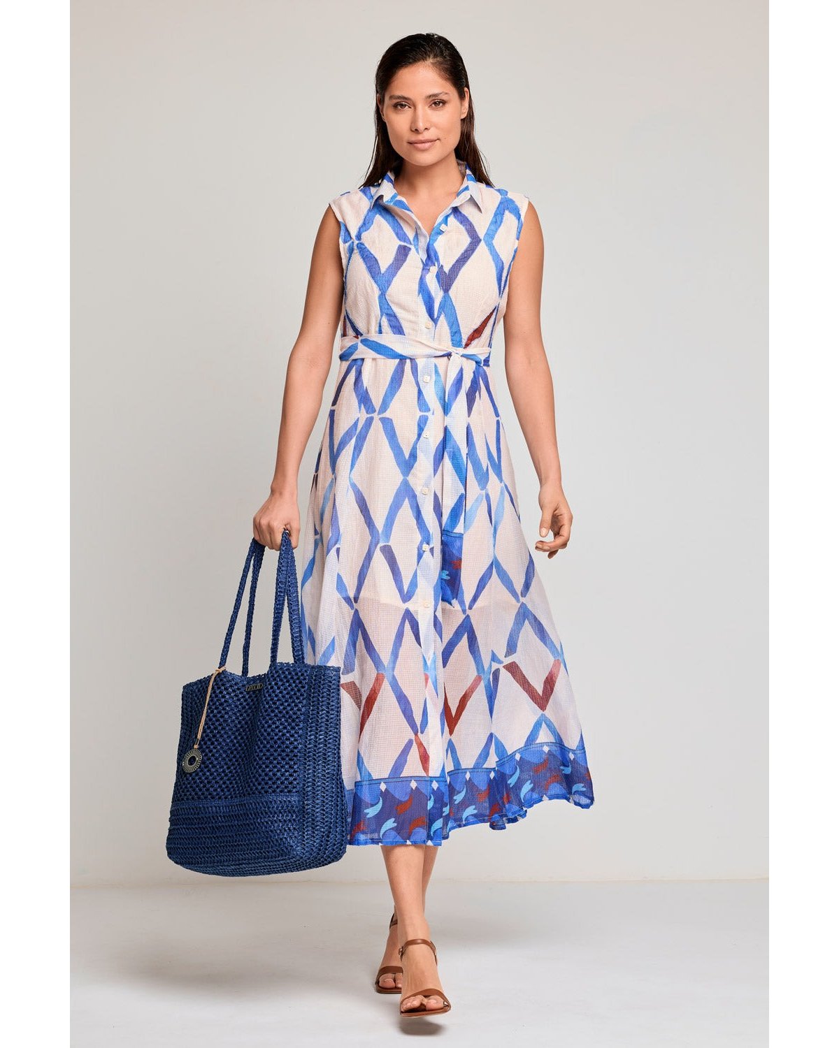 DAVID Vestido largo azul sin mangas