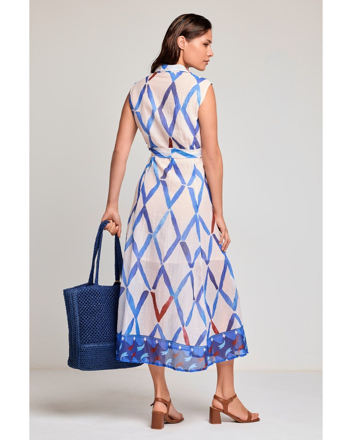 DAVID Vestido largo azul sin mangas