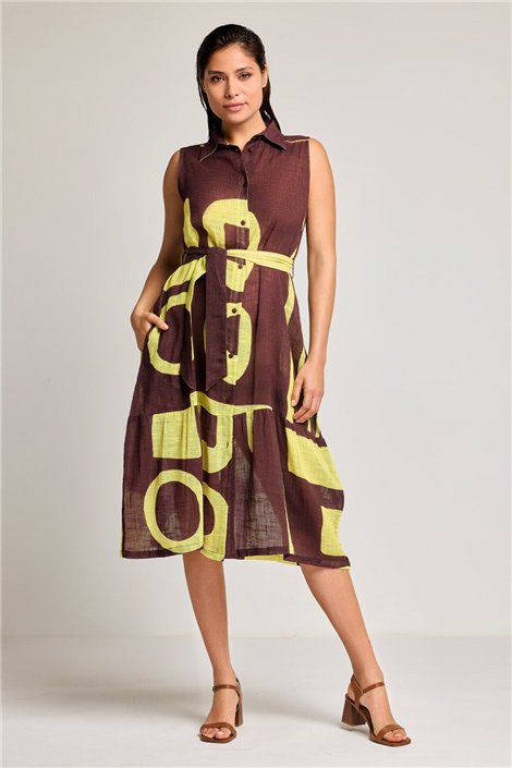 DAVID Vestido midi camisero bicolor