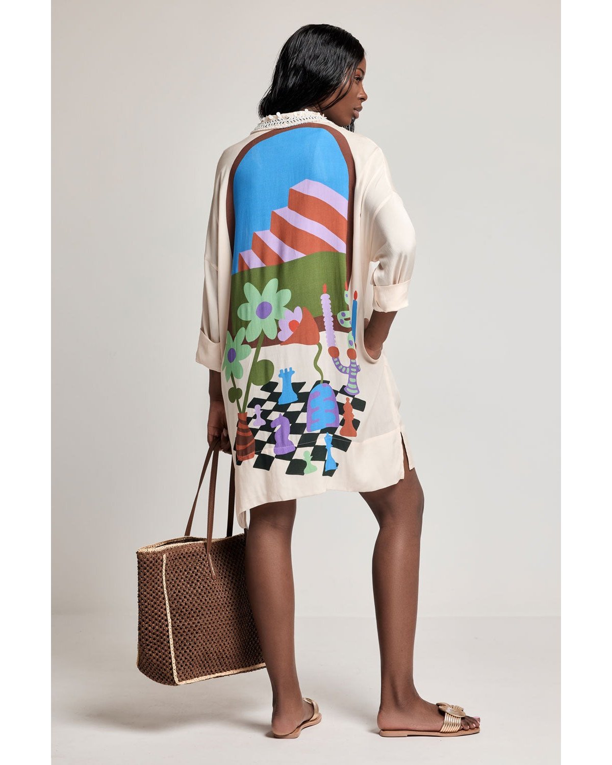 DAVID Vestido estampado corto oversize