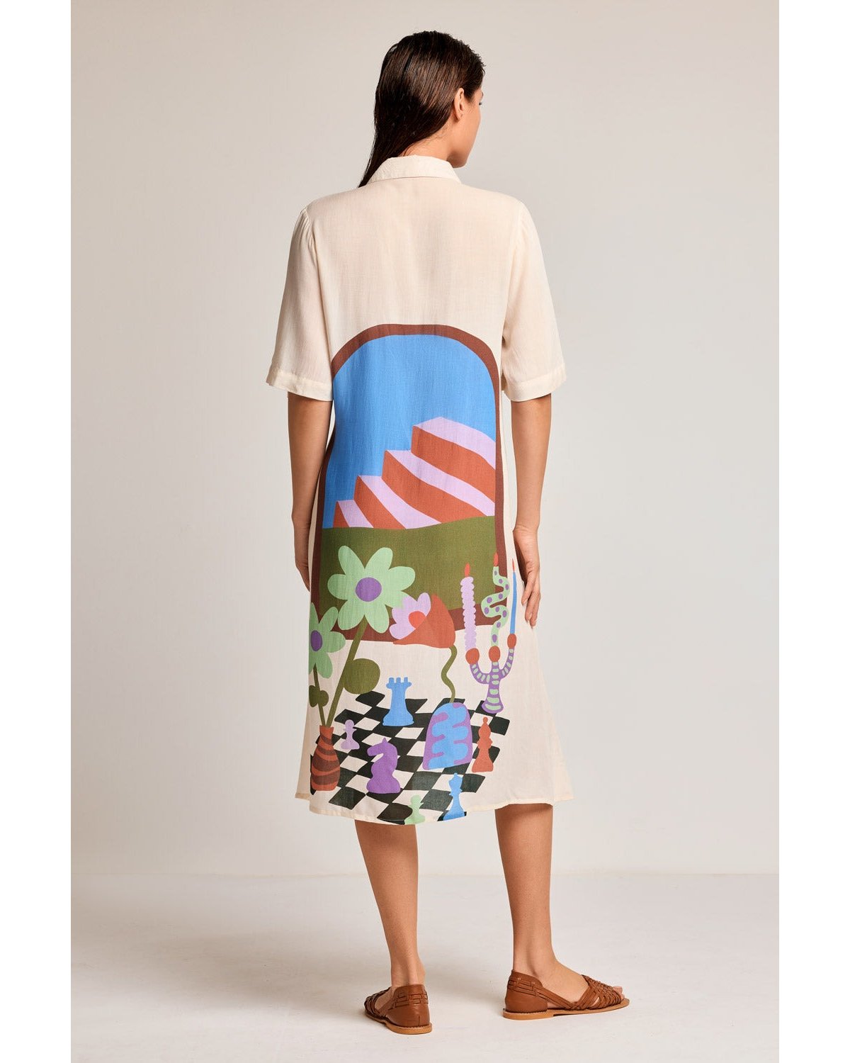 DAVID Vestido midi oversize estampado
