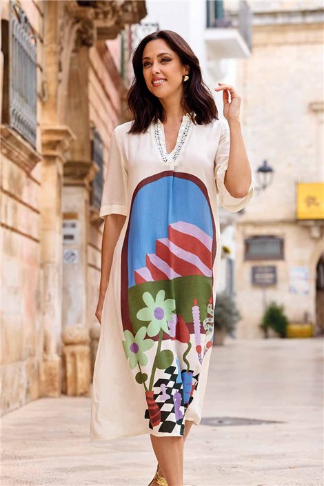 DAVID Vestido midi oversize estampado