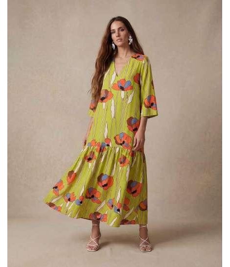 Parole Vestido Garden pistacho estampado