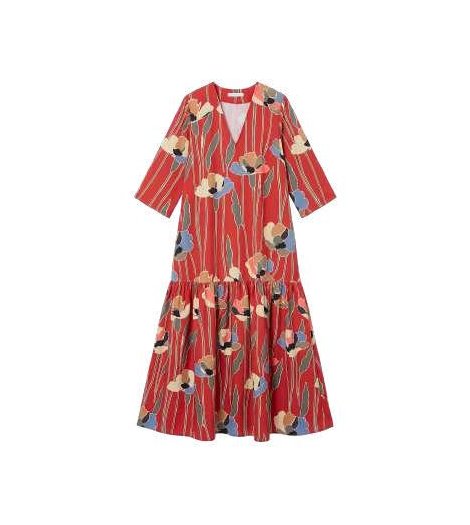 Parole Vestido Garden burdeos estampado