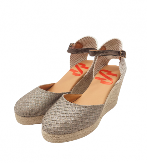 Vosso Moda Cuña en tejido glitter con hilada beige