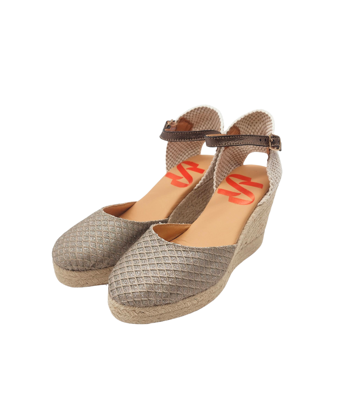 Vosso Moda Cuña en tejido glitter con hilada beige