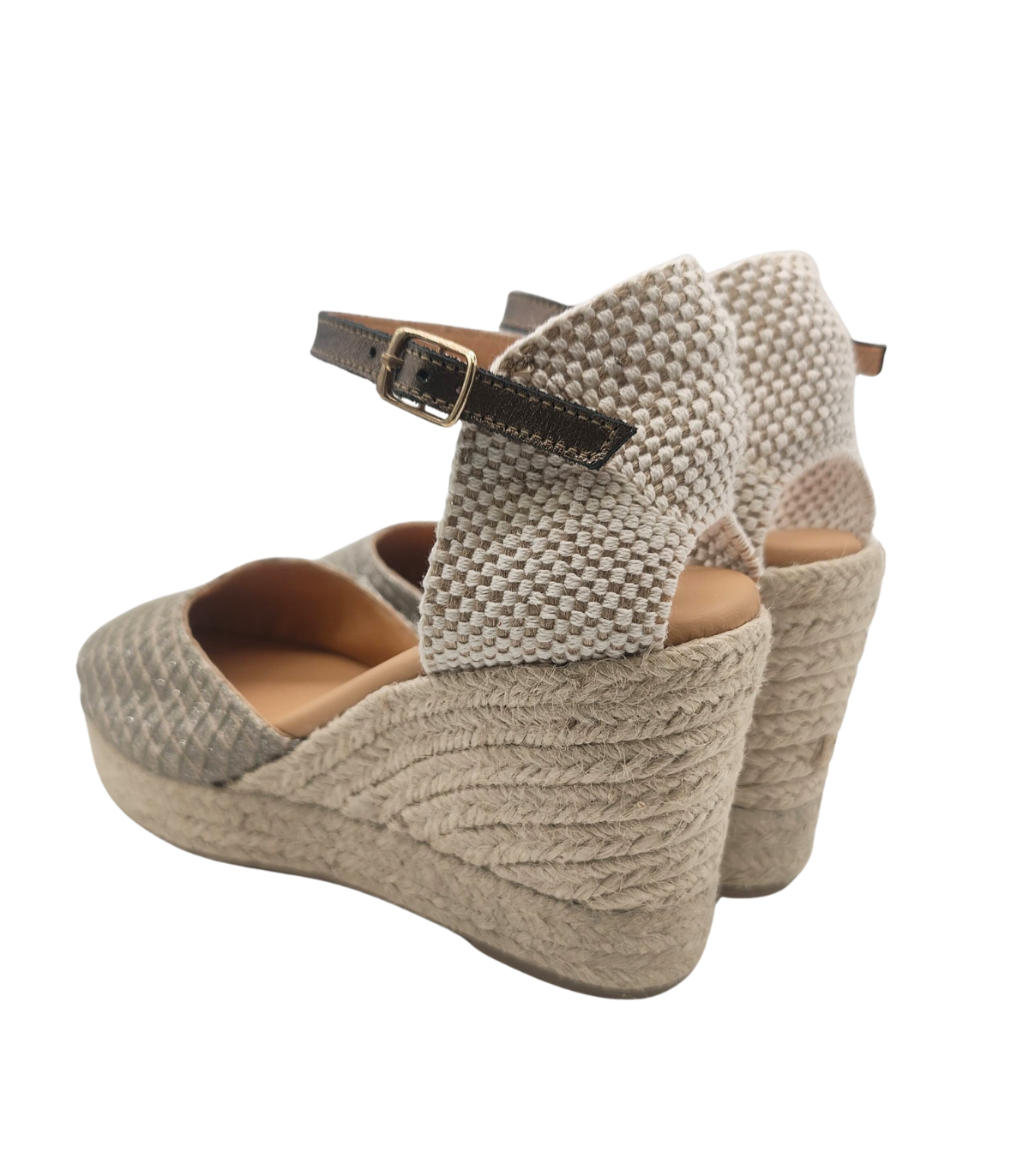 Vosso Moda Cuña en tejido glitter con hilada beige