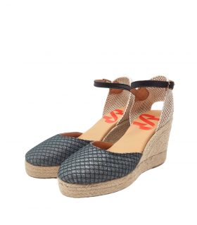 Vosso Moda Cuña en tejido glitter con hilada marino