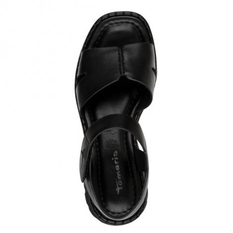 Tamaris Sandalia de piel negra con plataforma
