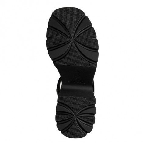 Tamaris Sandalia de piel negra con plataforma