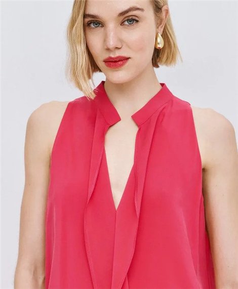 Acces Vestido largo coral con dobladillo central