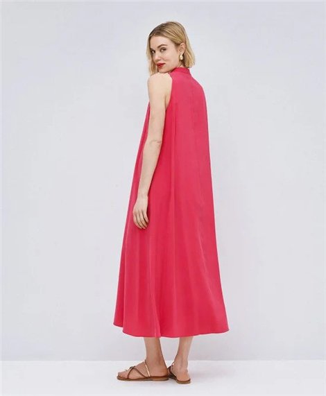 Acces Vestido largo coral con dobladillo central