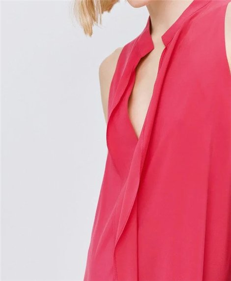 Acces Vestido largo coral con dobladillo central