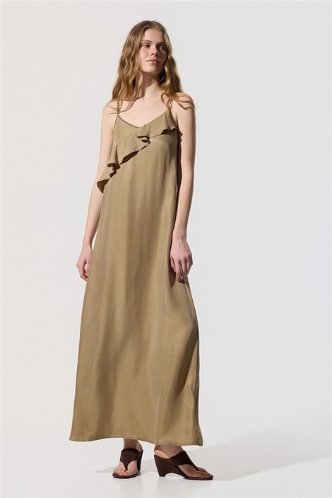 BSB Vestido cobre satinado con tachuelas