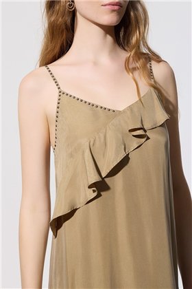 BSB Vestido cobre satinado con tachuelas