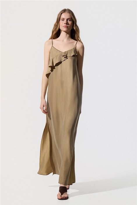 BSB Vestido cobre satinado con tachuelas