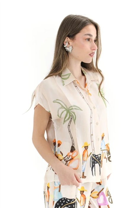 BSB Camisa satinada estampado palmera