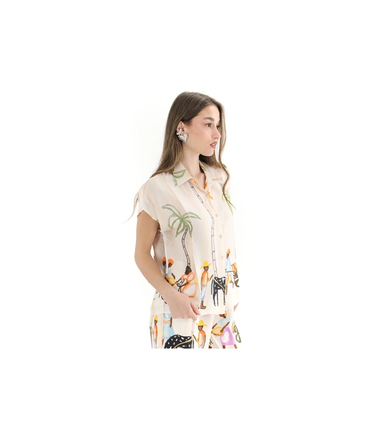 BSB Camisa satinada estampado palmera