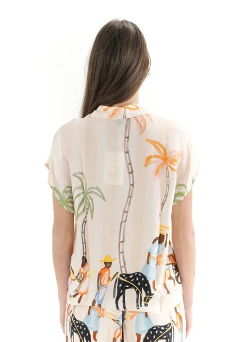 BSB Camisa satinada estampado palmera