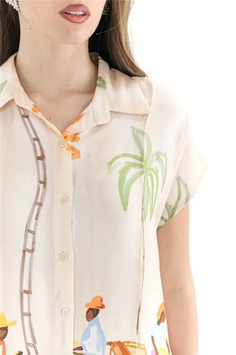 BSB Camisa satinada estampado palmera