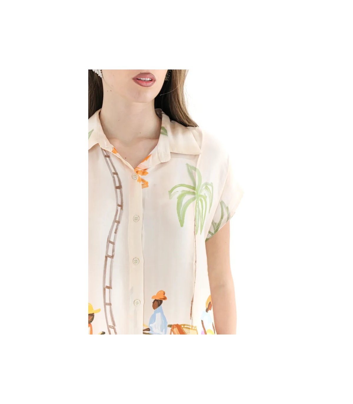 BSB Camisa satinada estampado palmera