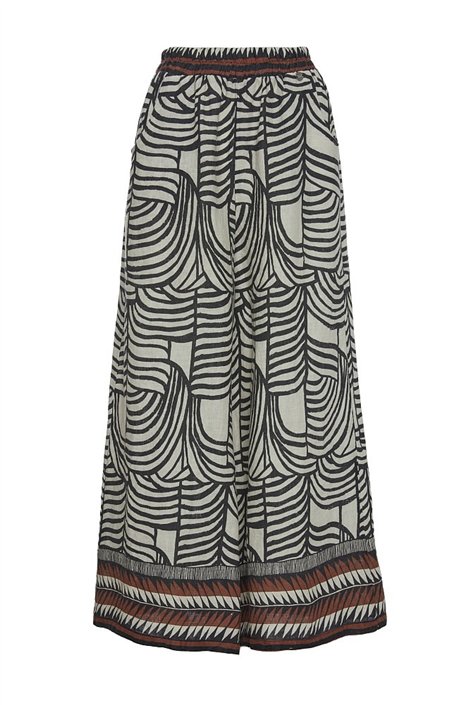 BSB Pantalón palazzo de lino estampado