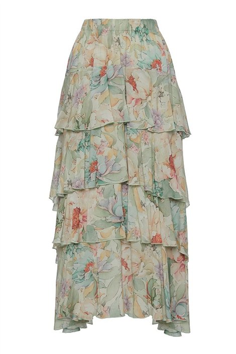 BSB Falda midi estampada con volantes