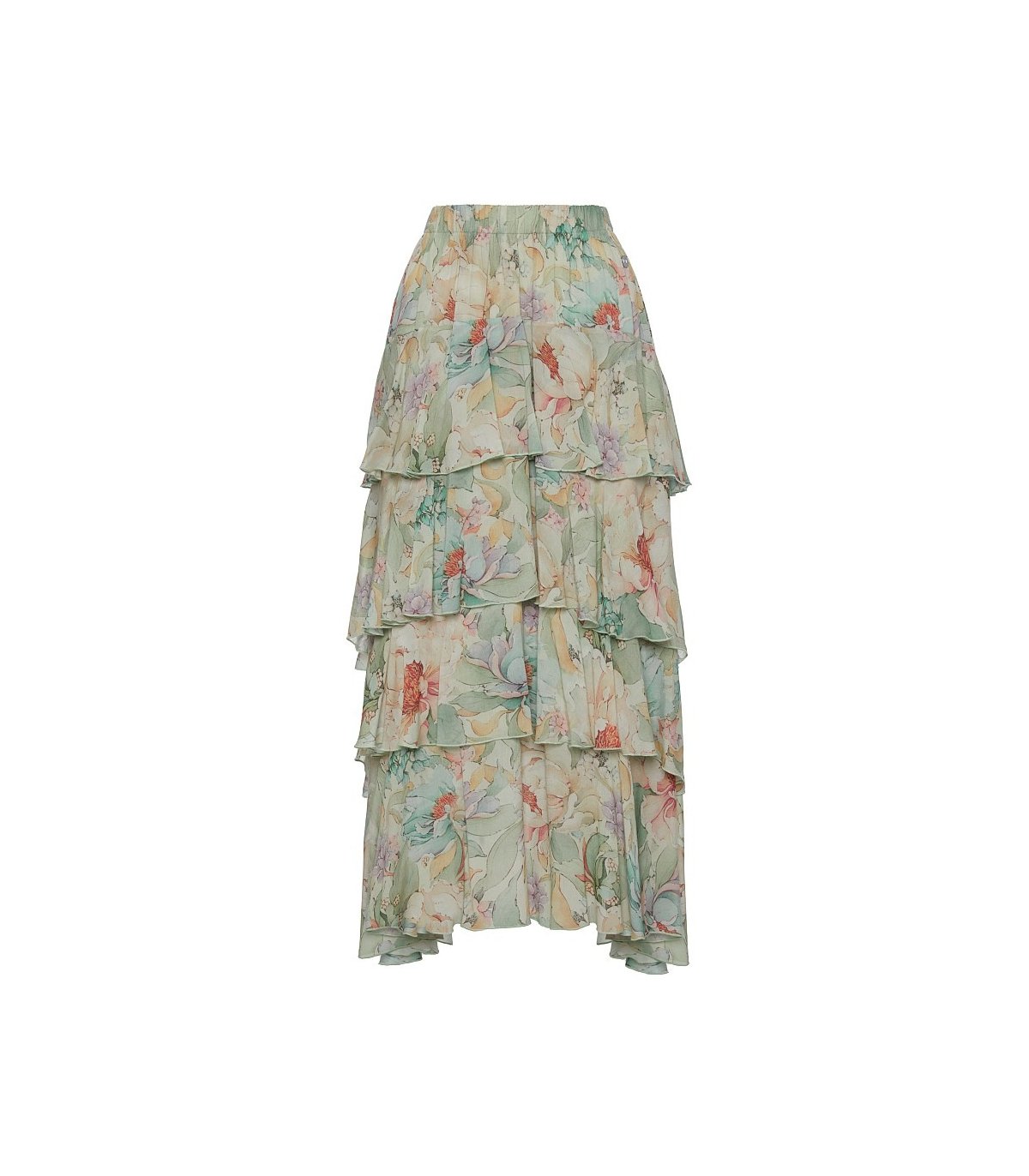 BSB Falda midi estampada con volantes