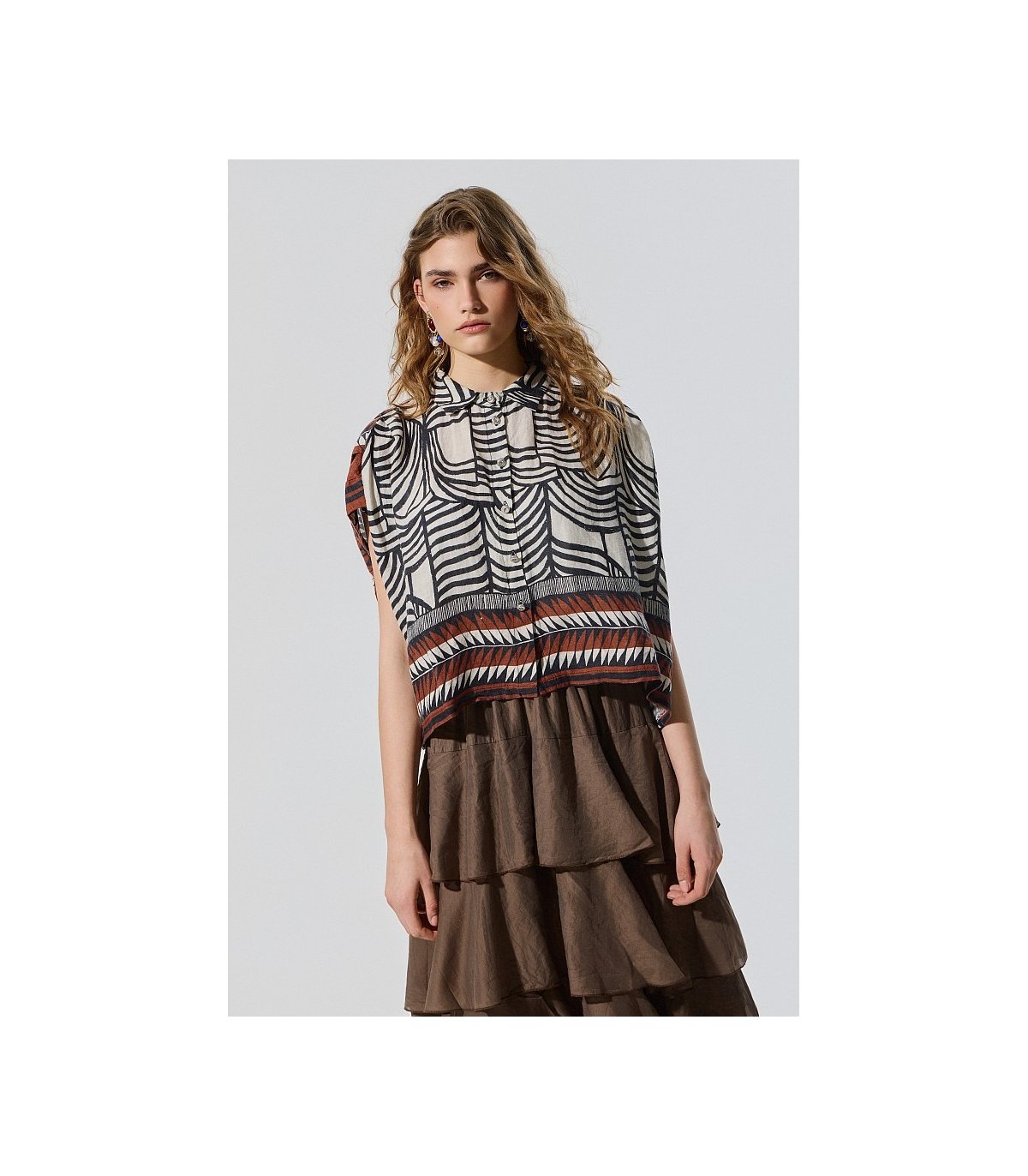 BSB Camisa amplia estampada de lino