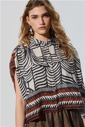 BSB Camisa amplia estampada de lino