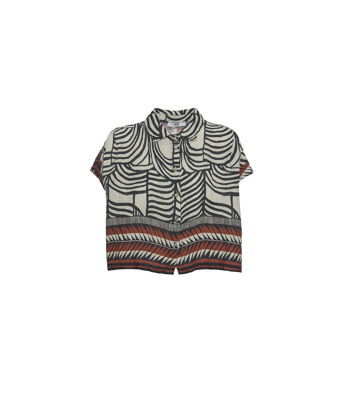 BSB Camisa amplia estampada de lino