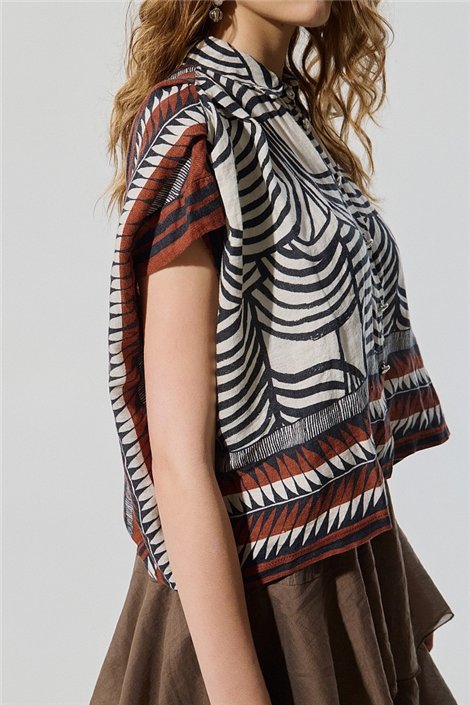 BSB Camisa amplia estampada de lino