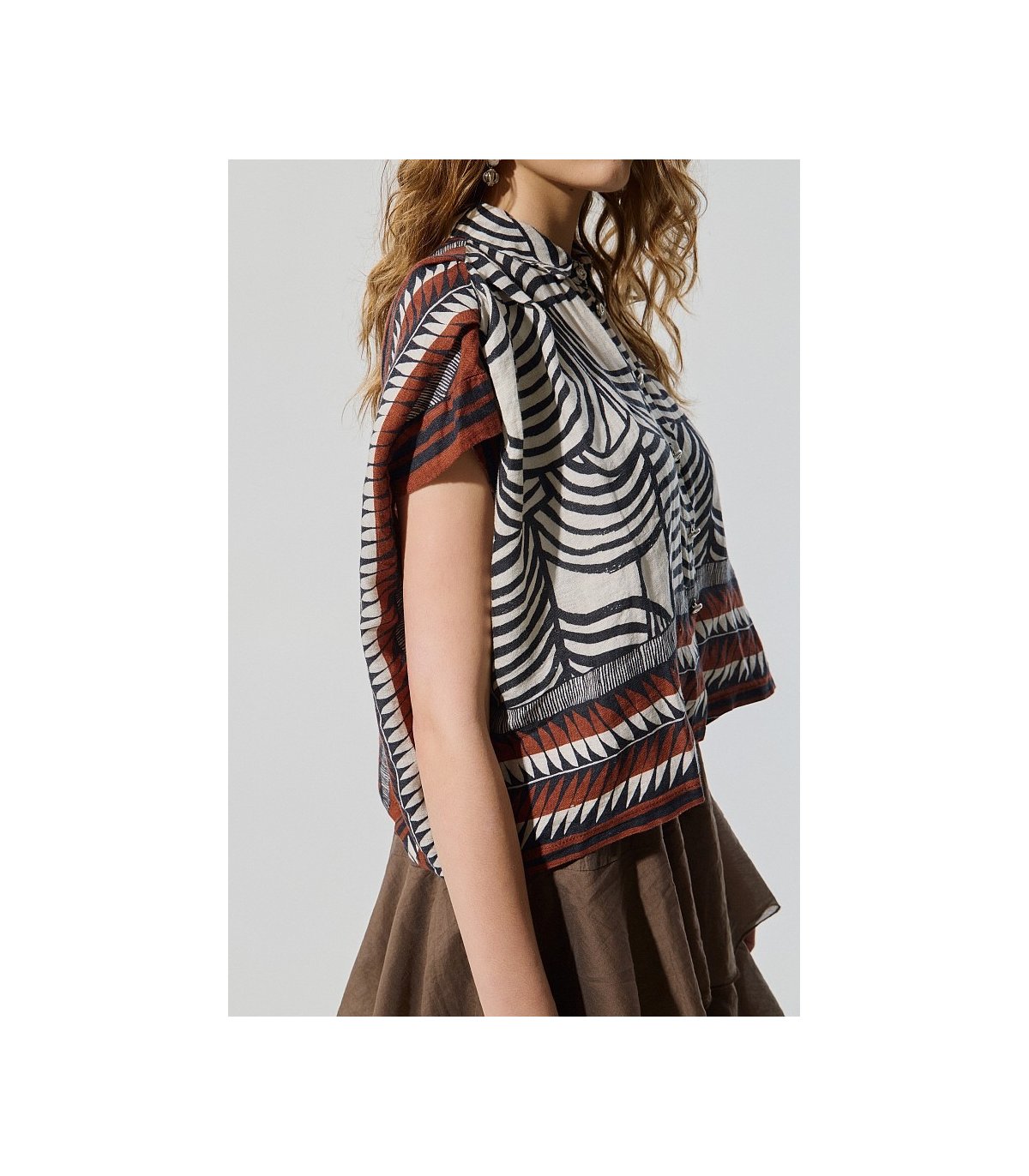 BSB Camisa amplia estampada de lino