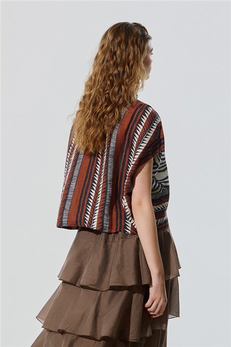 BSB Camisa amplia estampada de lino