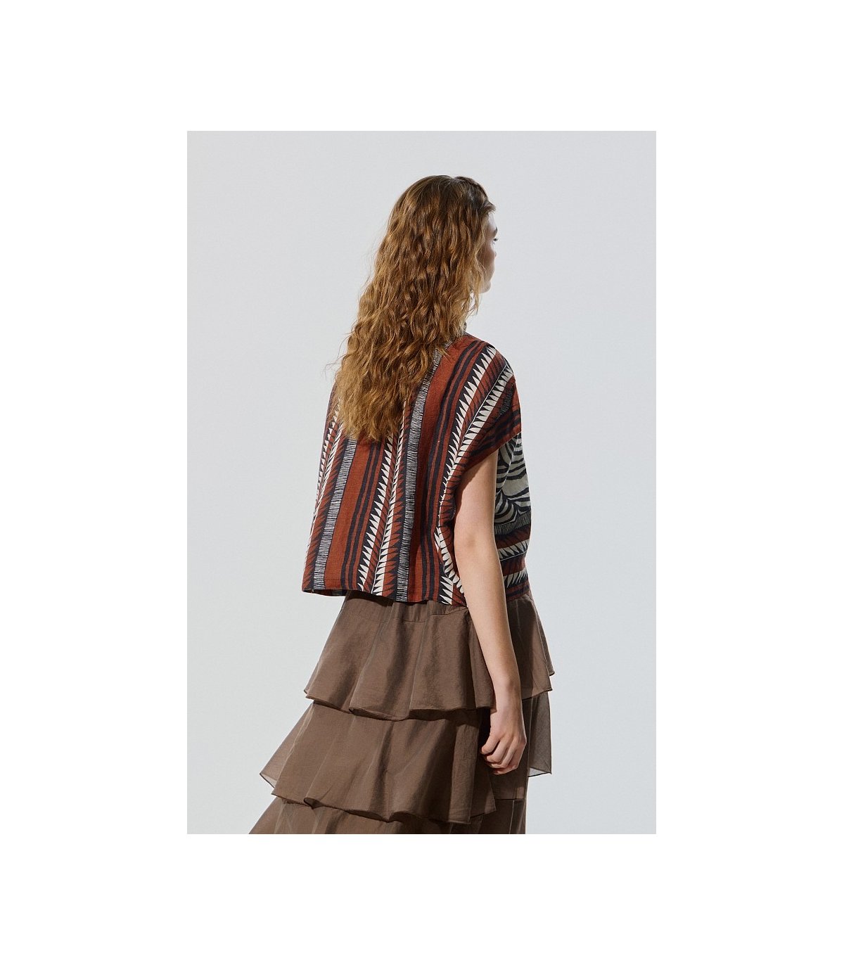 BSB Camisa amplia estampada de lino