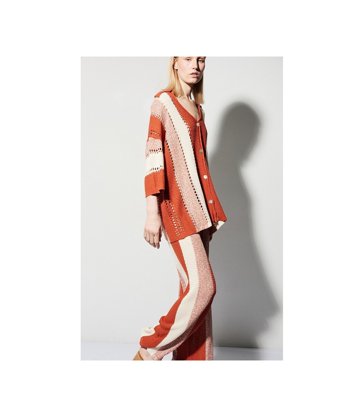 BSB Conjunto tejido de punto en tonos naranja