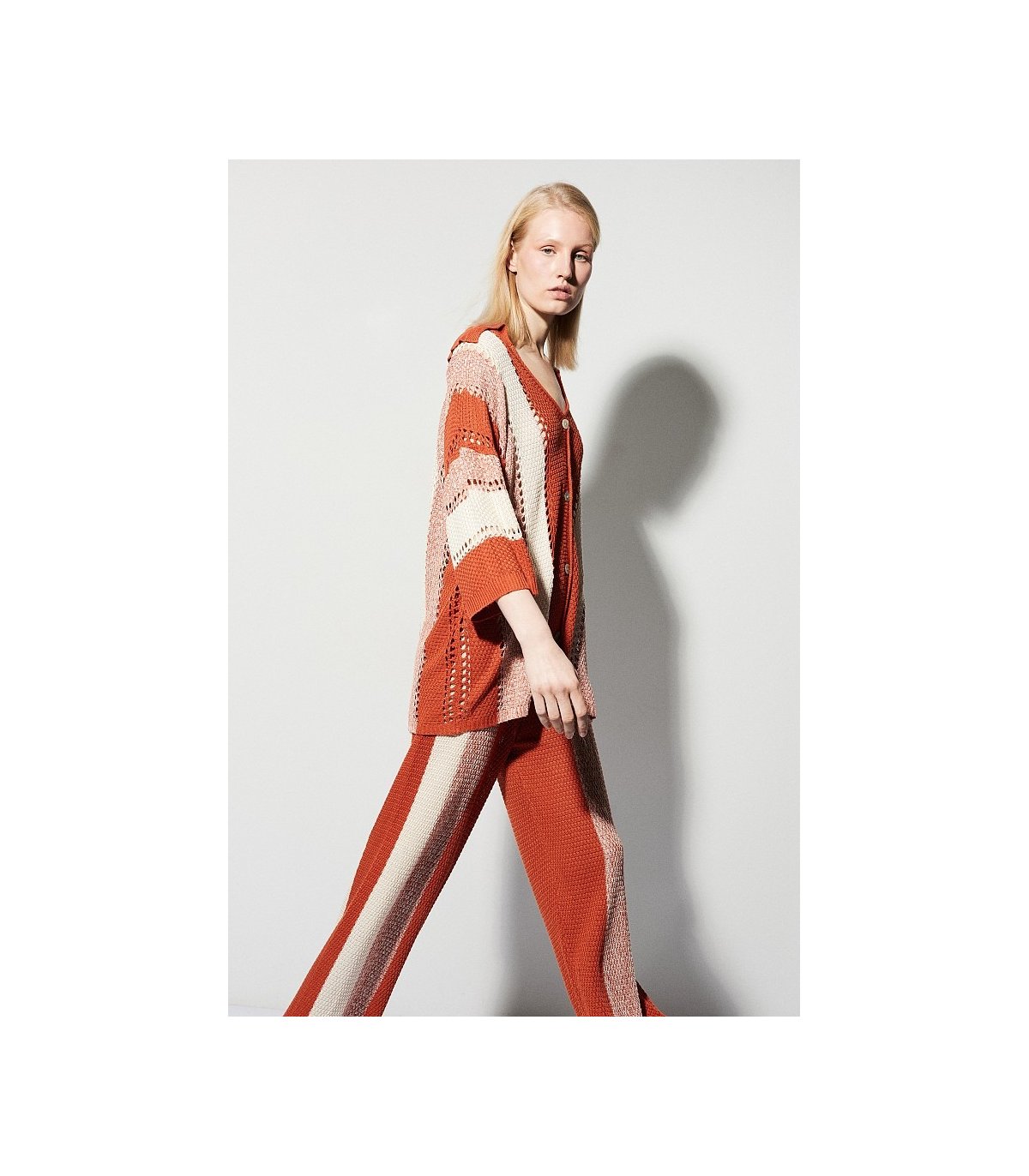 BSB Conjunto tejido de punto en tonos naranja
