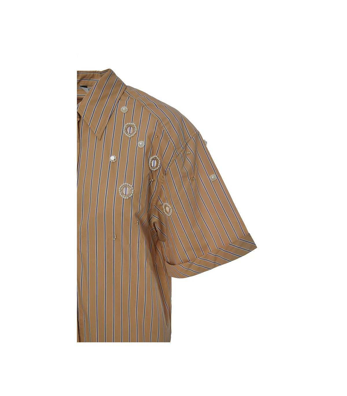BSB Camisa de rayas con pedrería y perlas