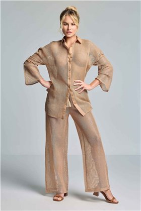 VACANZE ITALIANE Pantalón palazo camel crochet