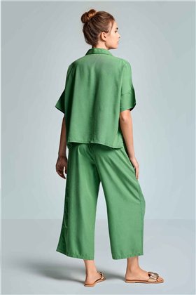 ICONIQUE Camisa oversize verde con aberturas