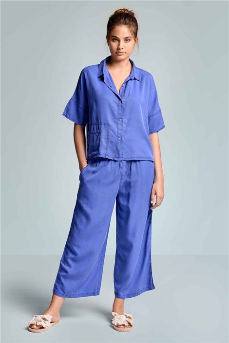 ICONIQUE Camisa oversize índigo con aberturas