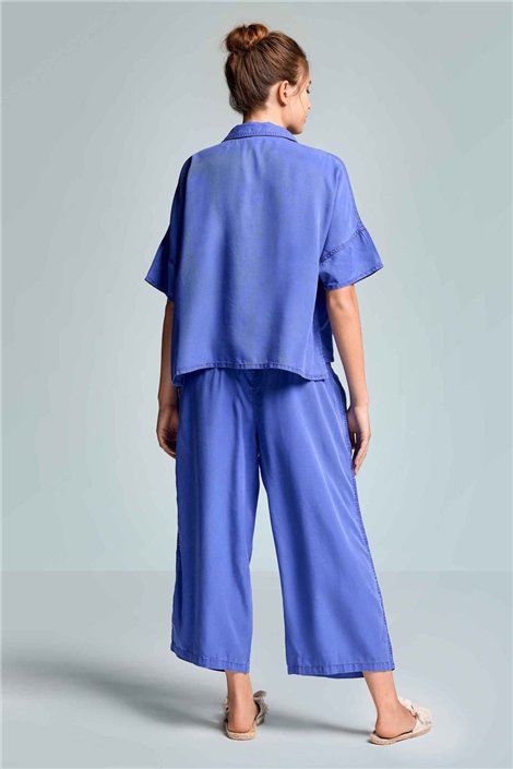 ICONIQUE Camisa oversize índigo con aberturas